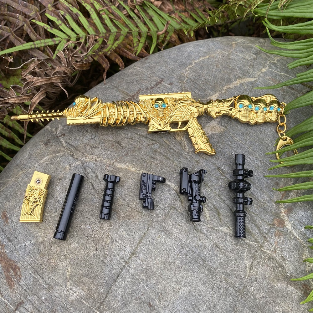 HK416 Golden Skull Miniature Metal Gun 20CM/7.9"