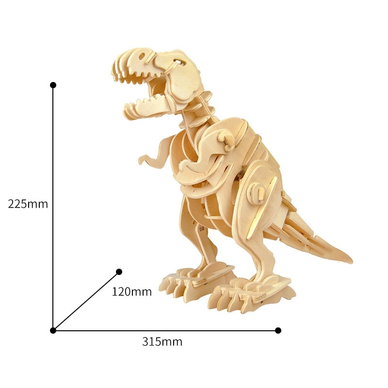 Diy 3D Walking T-REX Wooden Puzzle Kit Sound Control Dinosaur Toy Present