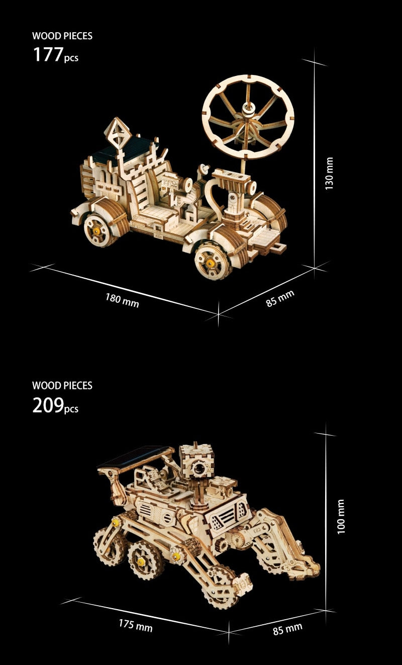 4 Kind 3D Wooden Space Hunting Solar Energy Car Model