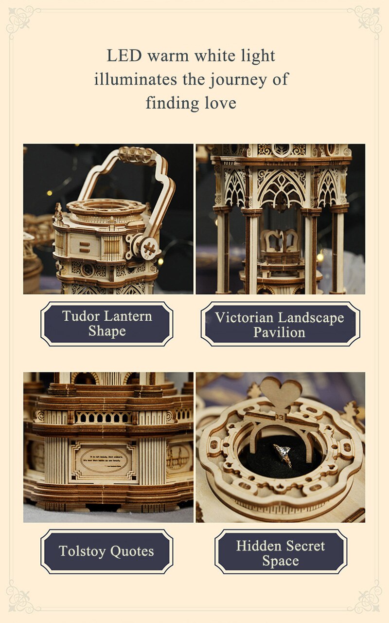 3D Wooden Lantern Game Assembly Toy Music Box