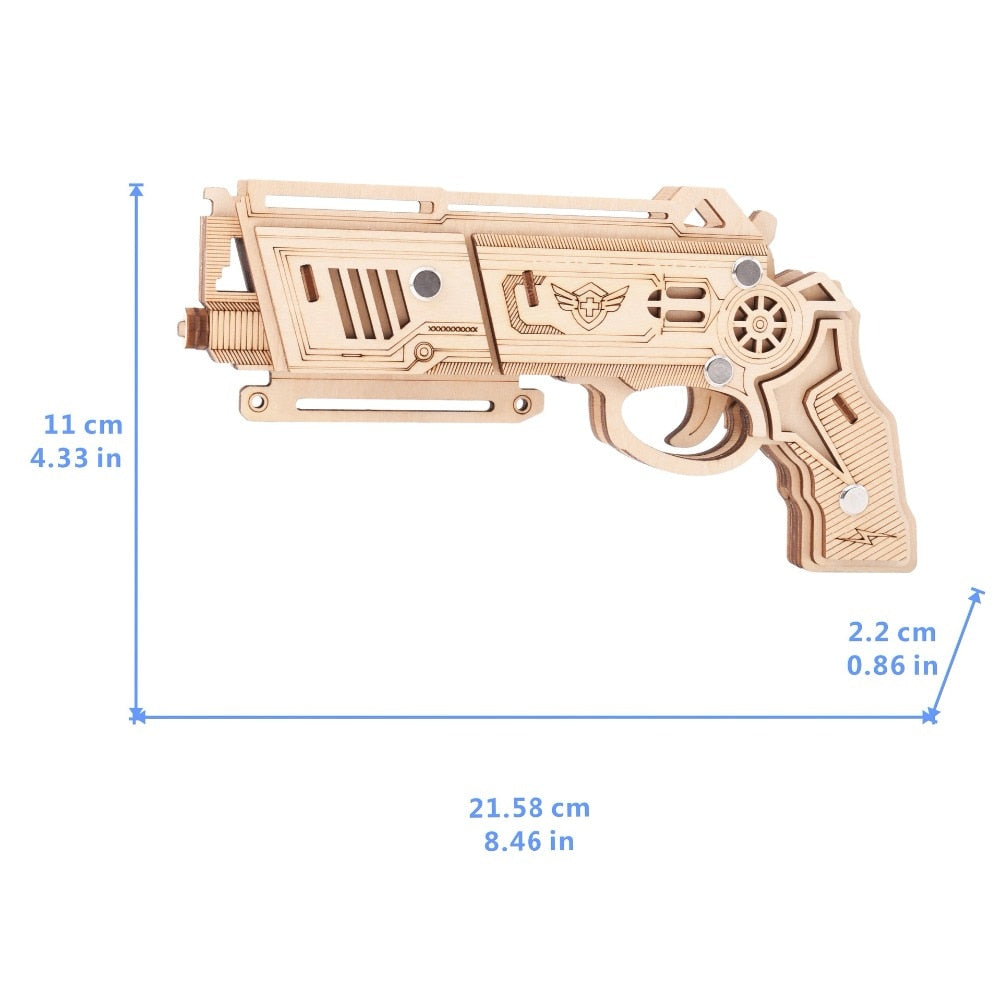 3D Wooden Puzzle Woodcraft Assembly Kit Hunting wolf Eagle Train Dragon Rubber Band Gun For Boy Christmas Gift