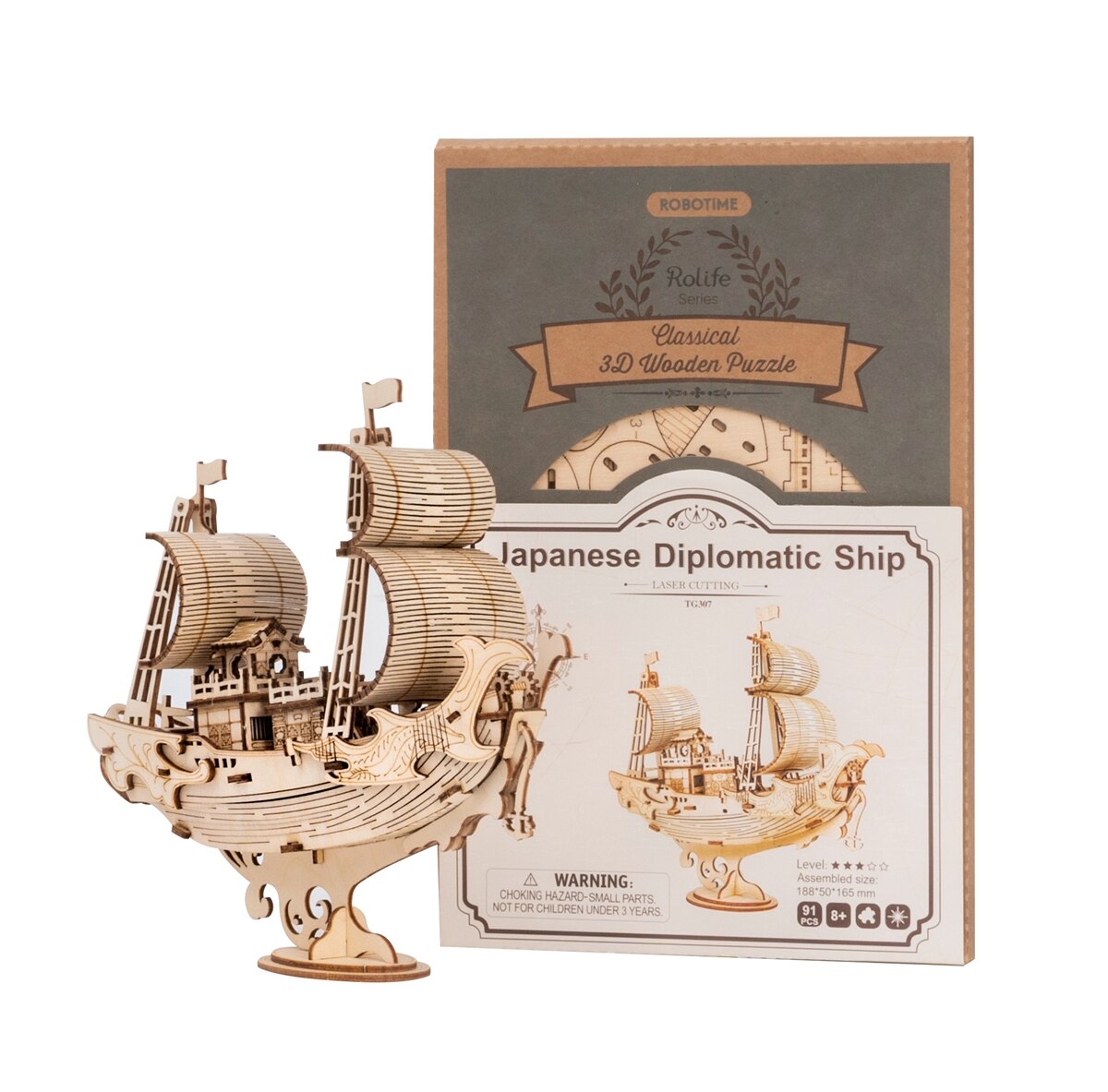 Diy 3D Wood Vintage Sailing Ship Assembly Boat Toy Present