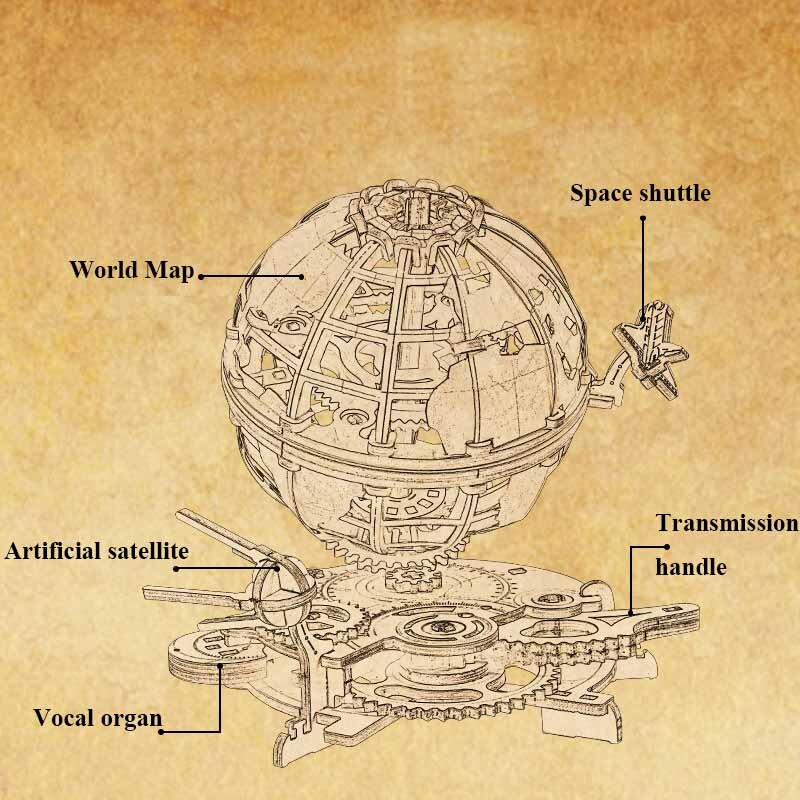 3D Globe Wooden Kit Earth Diy Model Kit Puzzle Toy For Kid
