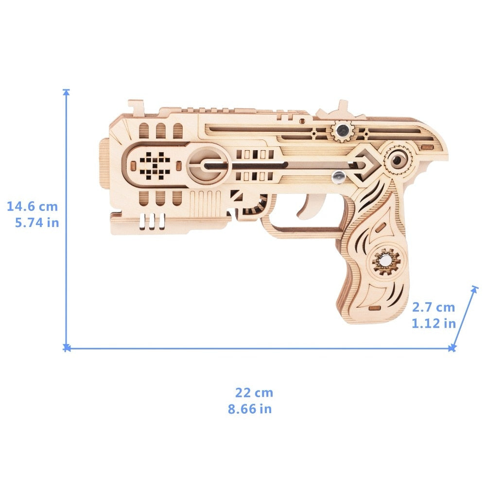 3D Wooden Puzzle Woodcraft Assembly Kit Hunting wolf Eagle Train Dragon Rubber Band Gun For Boy Christmas Gift