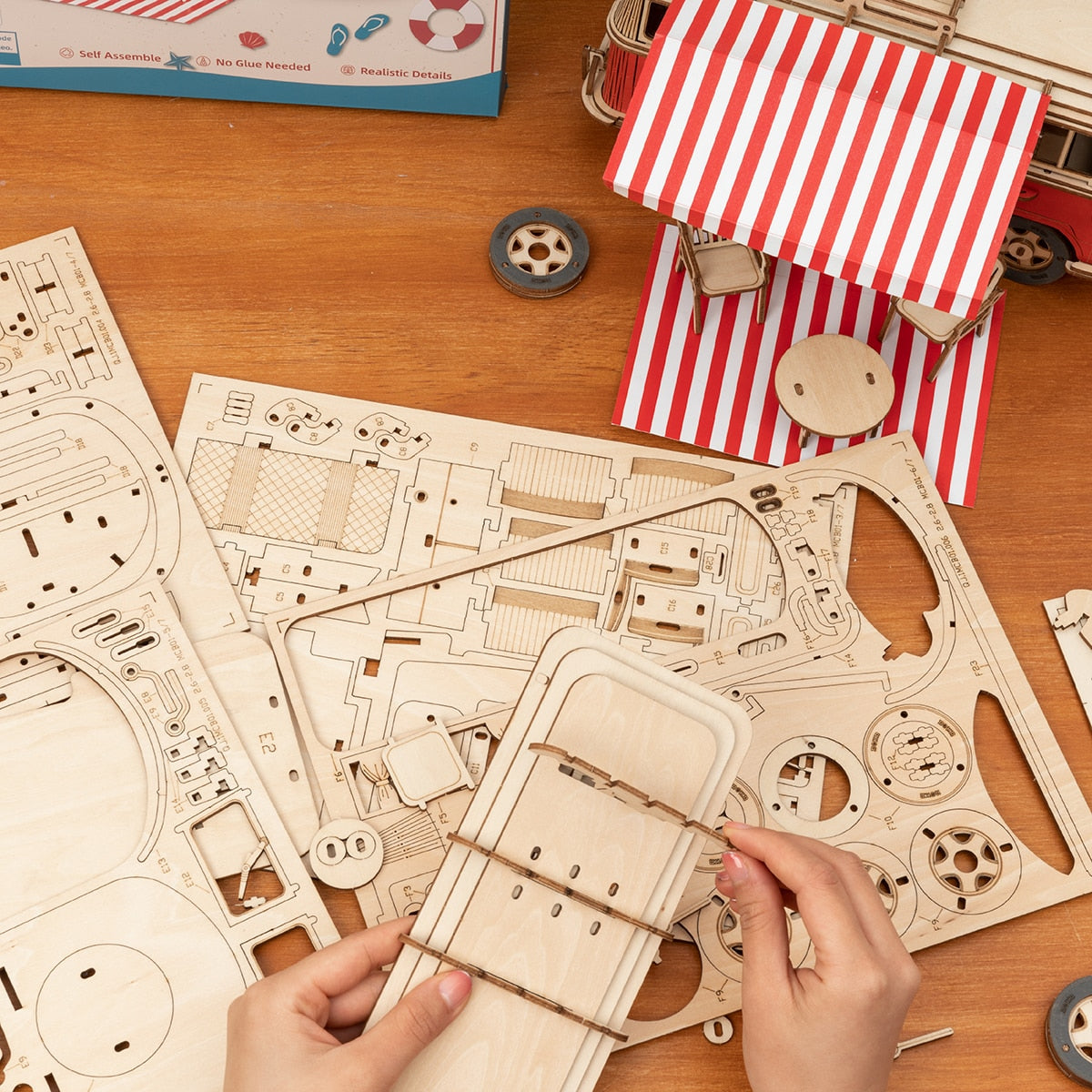 3D Camper Van Wooden Model Building Kits
