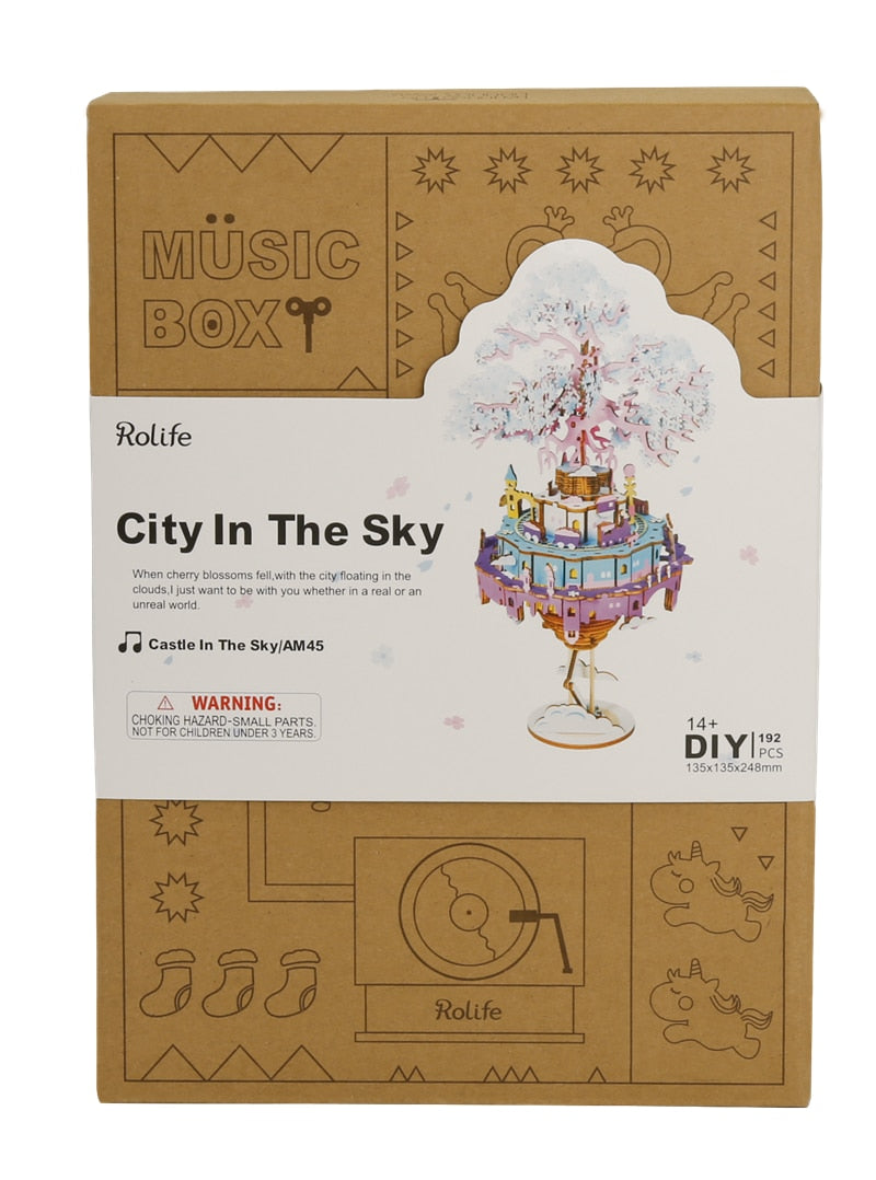 DIY 3D Puzzle Mobile Music Box Toy for Adult Children