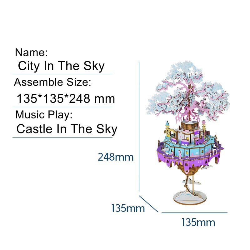 DIY 3D Puzzle Mobile Music Box Toy for Adult Children