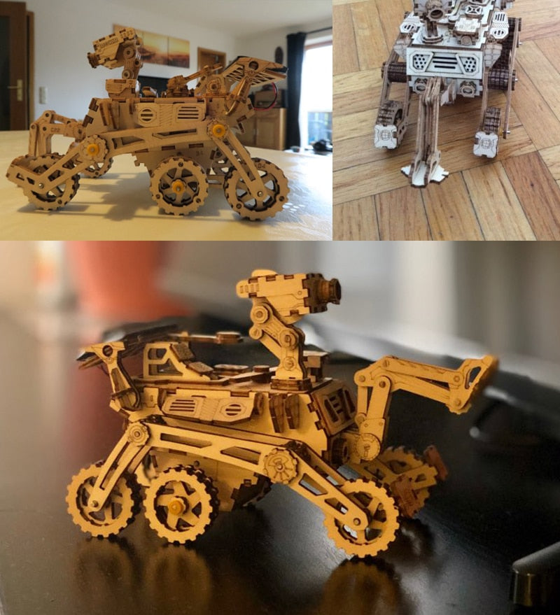 4 Kind 3D Wooden Space Hunting Solar Energy Car Model