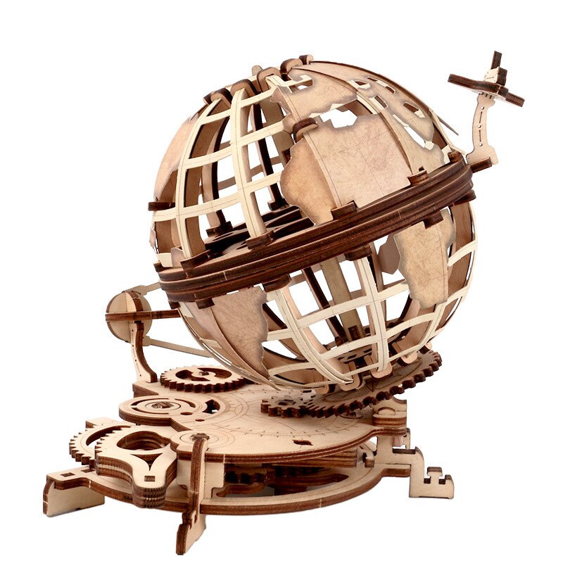 3D Globe Wooden Kit Earth Diy Model Kit Puzzle Toy For Kid