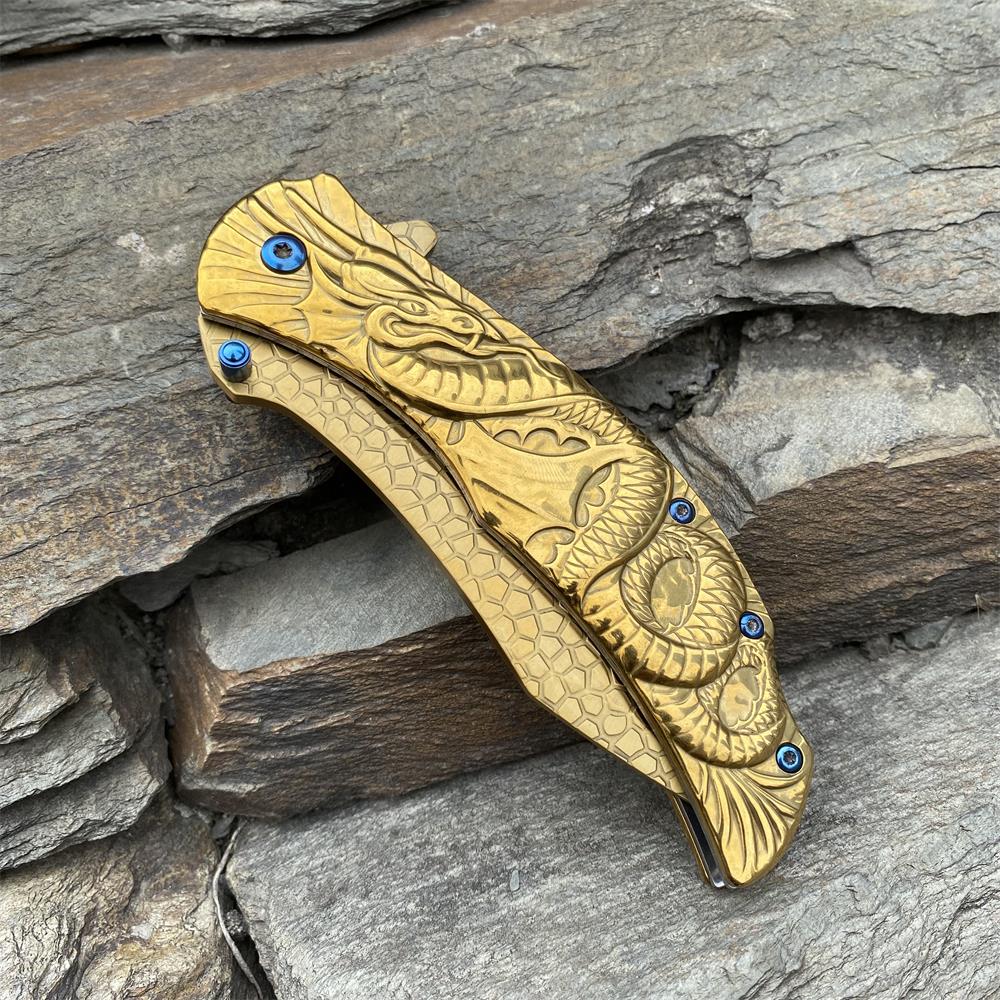 Sea Serpent sculpture Folding Knife Camping Knife