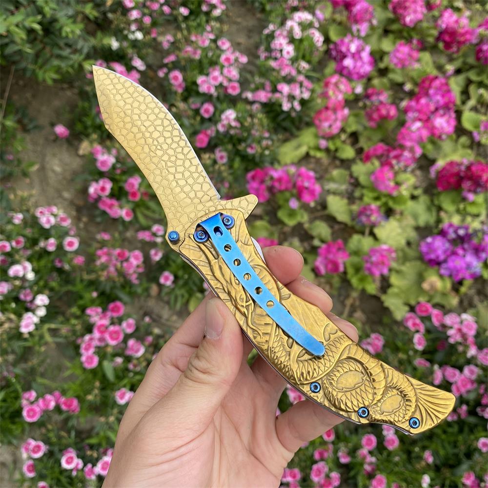 Sea Serpent sculpture Folding Knife Camping Knife