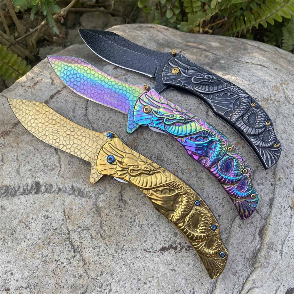 Sea Serpent sculpture Folding Knife Camping Knife