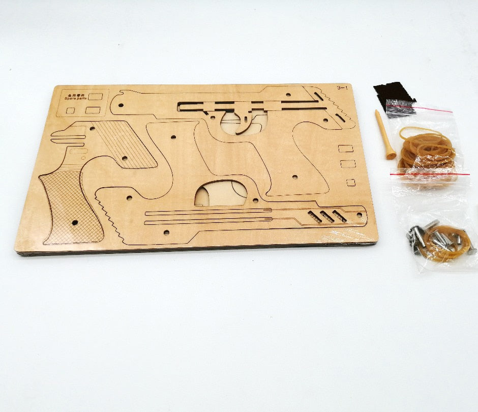 3D Wooden Puzzle Woodcraft Assembly Kit Hunting wolf Eagle Train Dragon Rubber Band Gun For Boy Christmas Gift