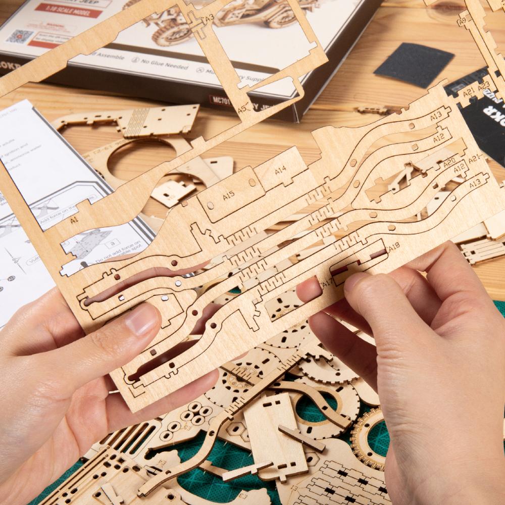 3D Army Jeep Wooden Puzzle Model Kit