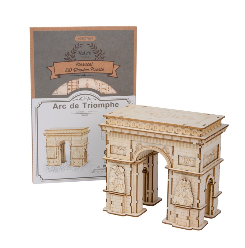 Diy 3d Arc of The Triumph Wooden Puzzle Popular Toy Present