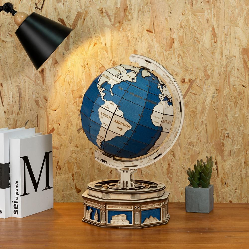 Rotatable 3D Globe Wooden Puzzle Kit