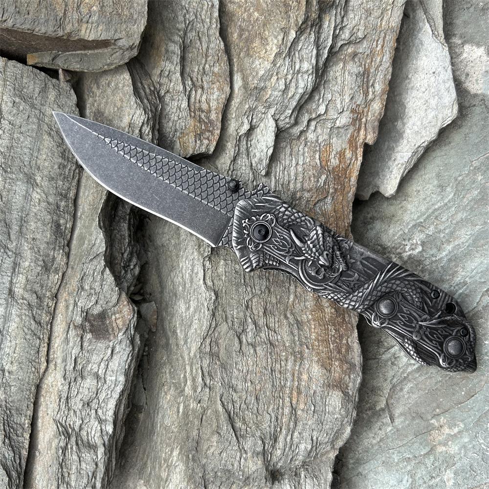 Evil Dragon Sculpture Knife Folding Knife