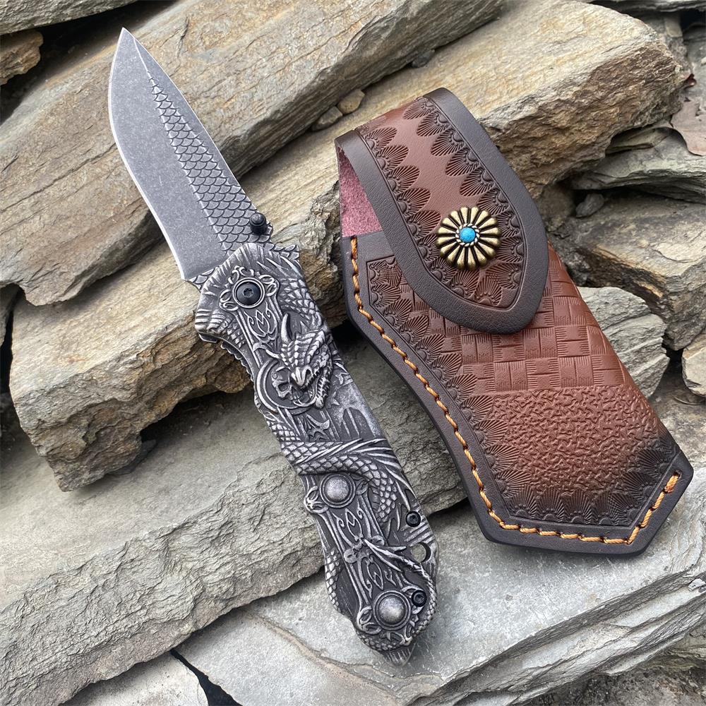 Evil Dragon Sculpture Knife Folding Knife
