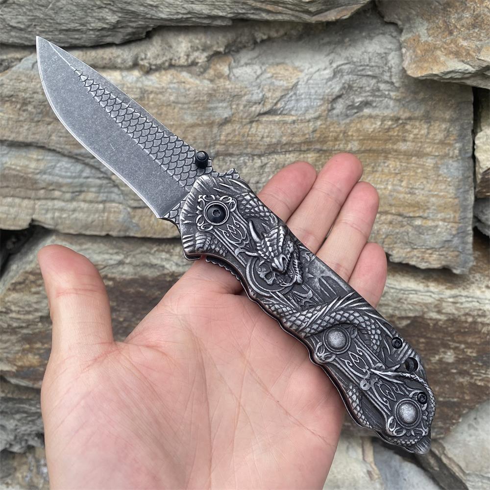 Evil Dragon Sculpture Knife Folding Knife