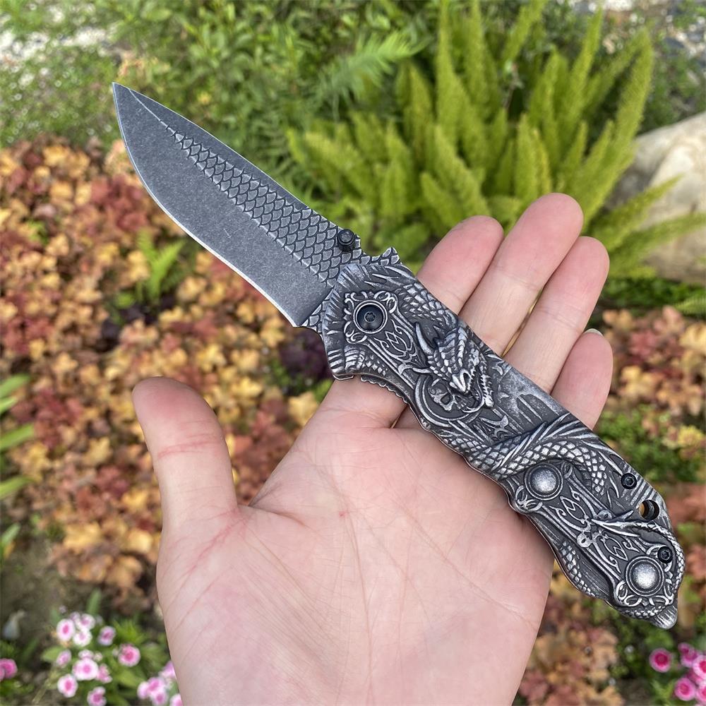 Evil Dragon Sculpture Knife Folding Knife