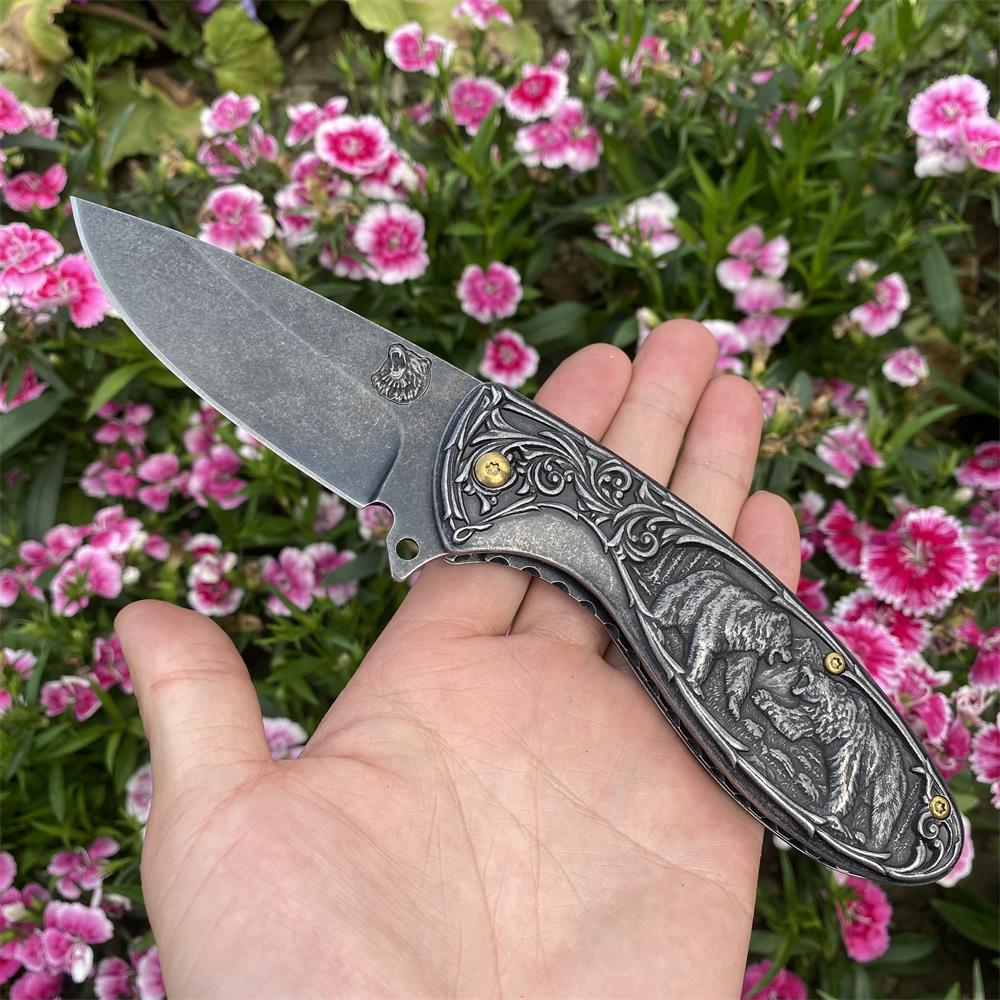 Brown Bear 3D Relief Folding Knife