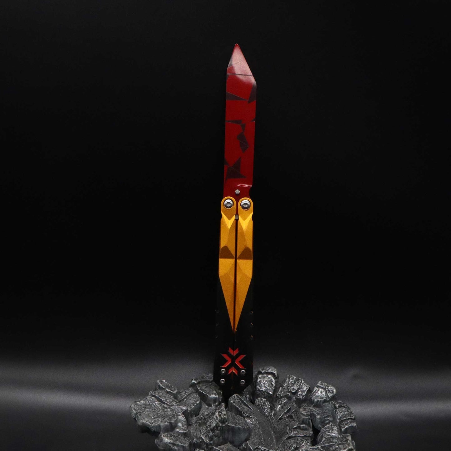 Metal Champion Butterfly Knife Blunt Blade Balisong Trainer Display Fan Art
