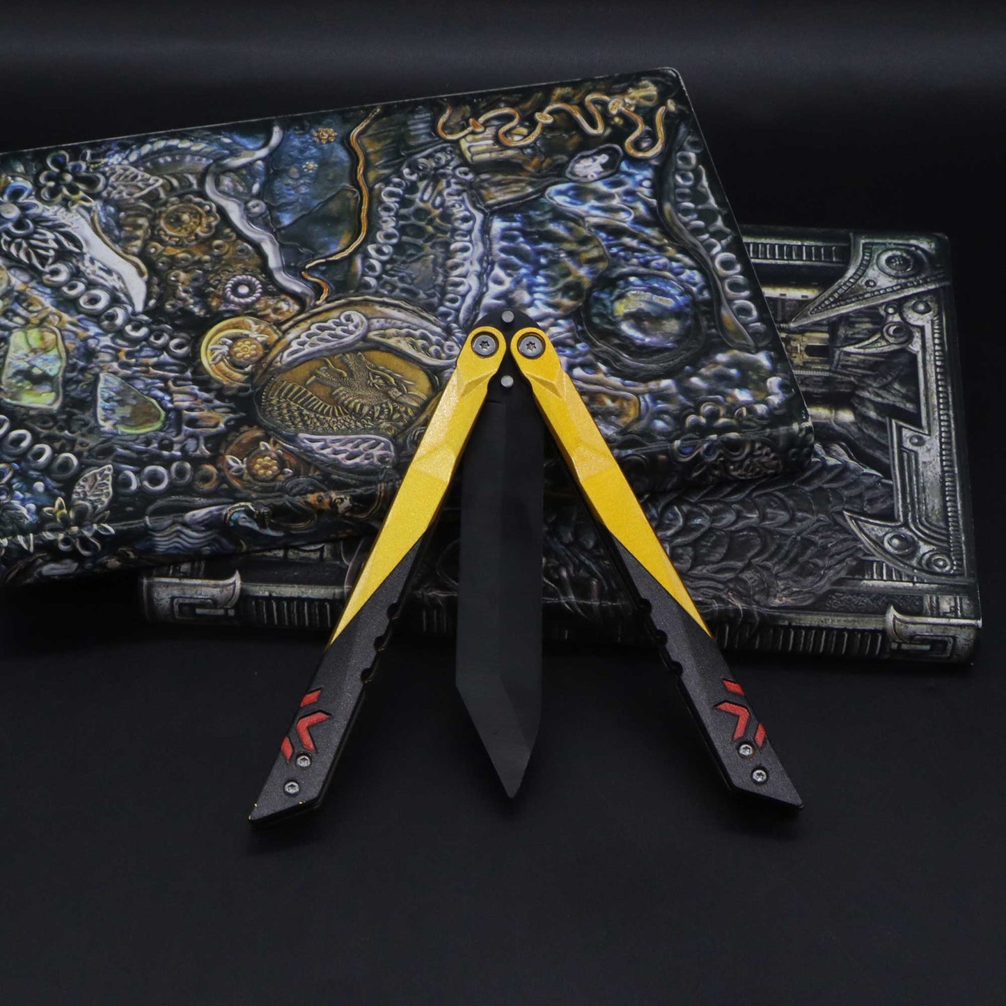 Metal Champion Butterfly Knife Blunt Blade Balisong Trainer Display Fan Art
