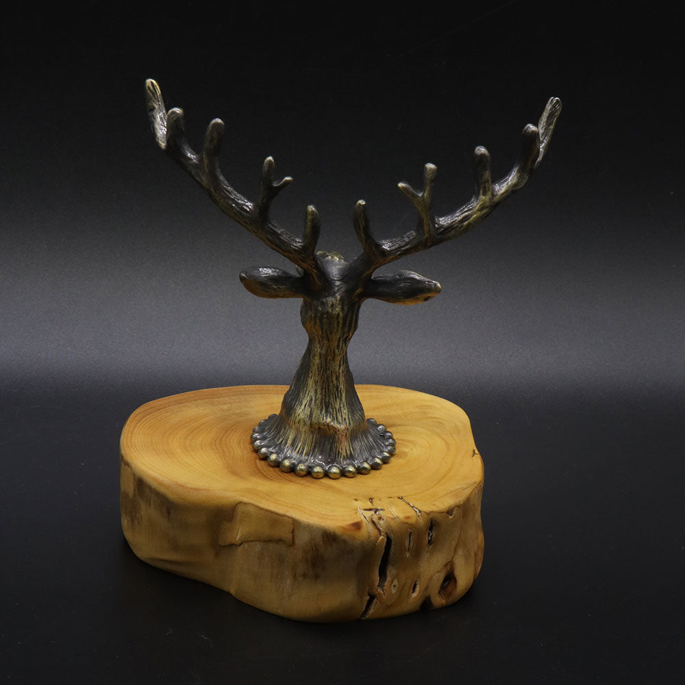 Creative Metal Elk Head Wooden Stand