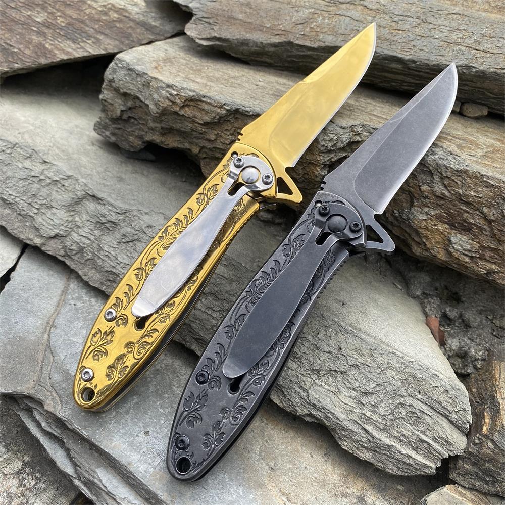 Fantastic Reindeer in the Mirror Folding Knife