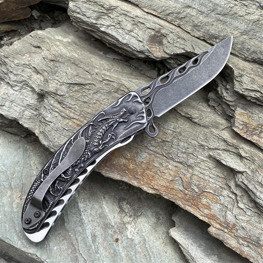 3D Western Dragon Folding Knife