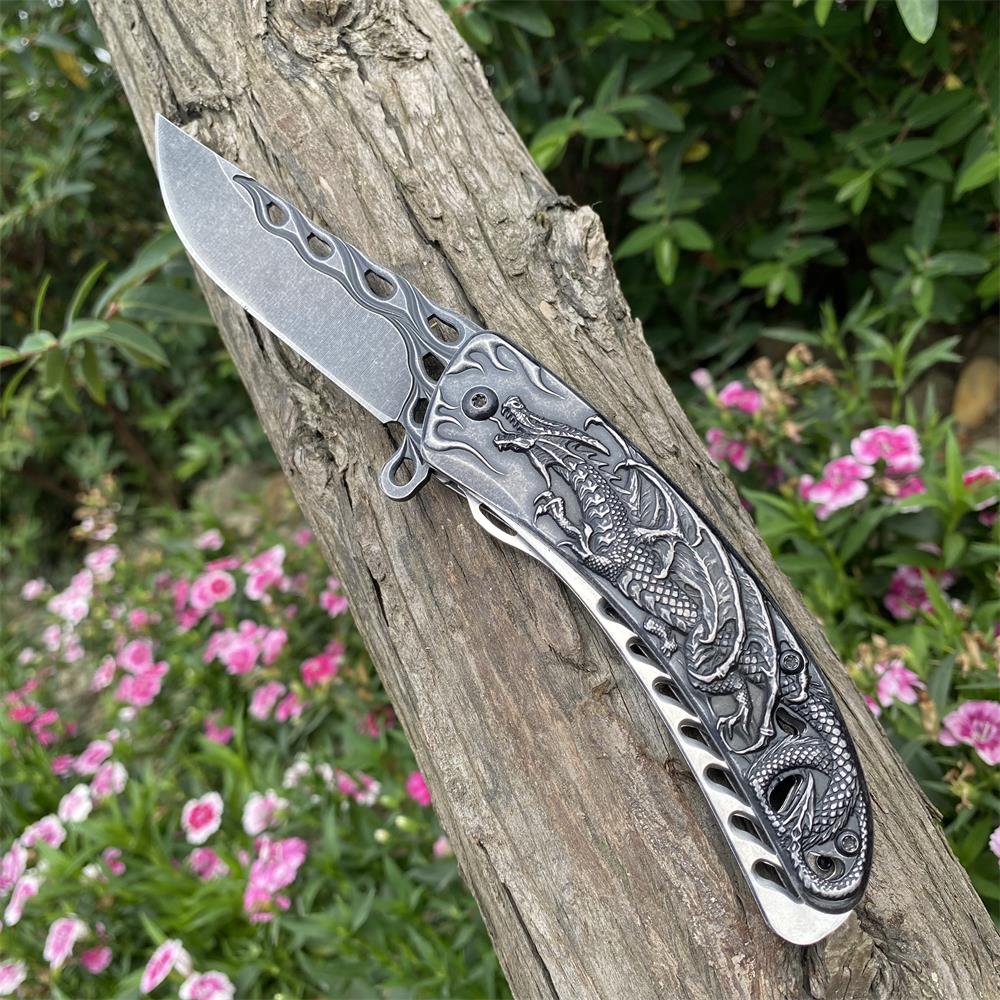 3D Western Dragon Folding Knife