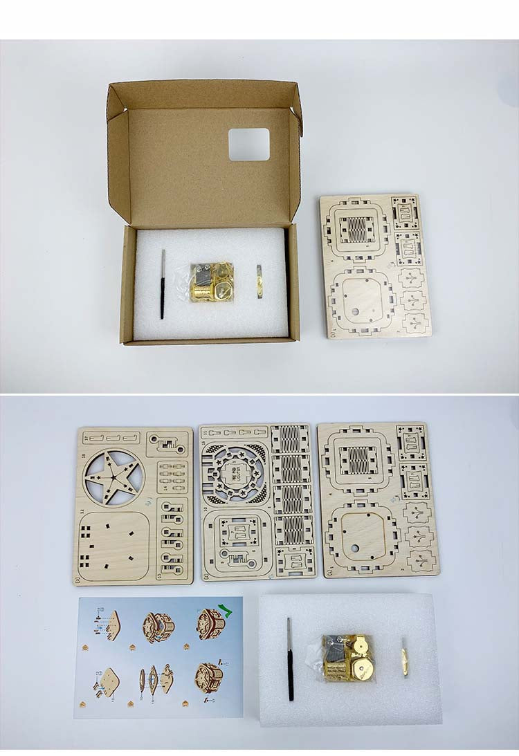 3D Wooden Puzzle Assembly Stars Music Box Model Kit
