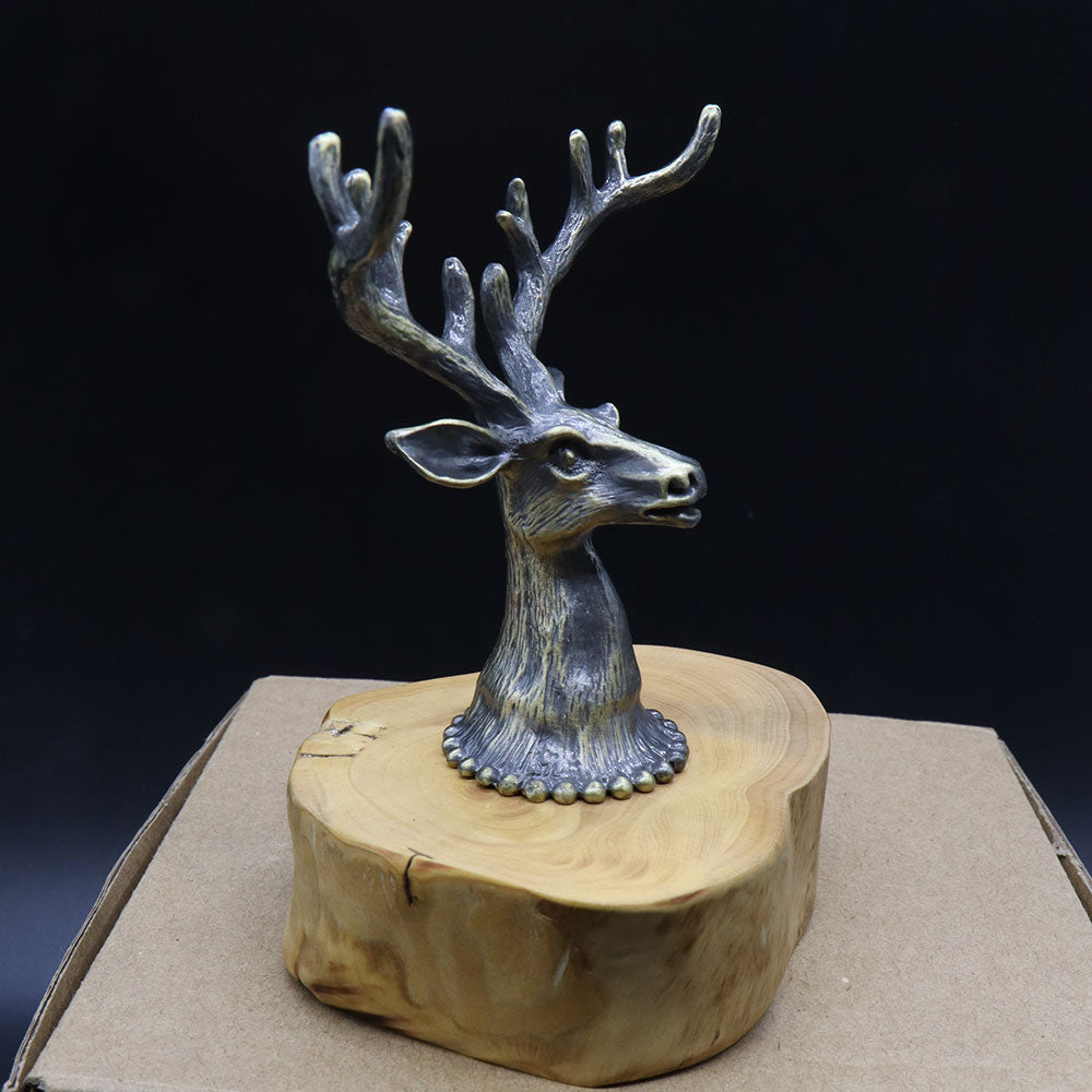 Creative Metal Elk Head Wooden Stand