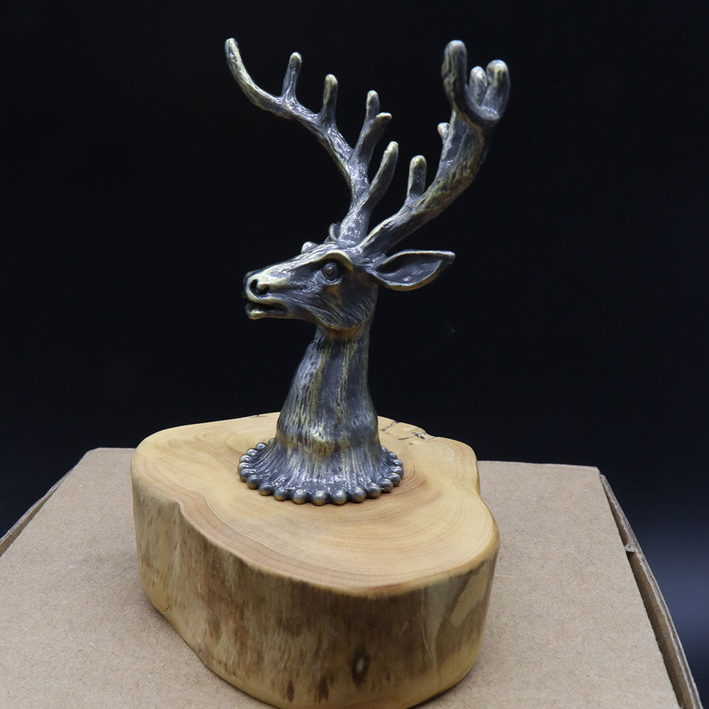 Creative Metal Elk Head Wooden Stand