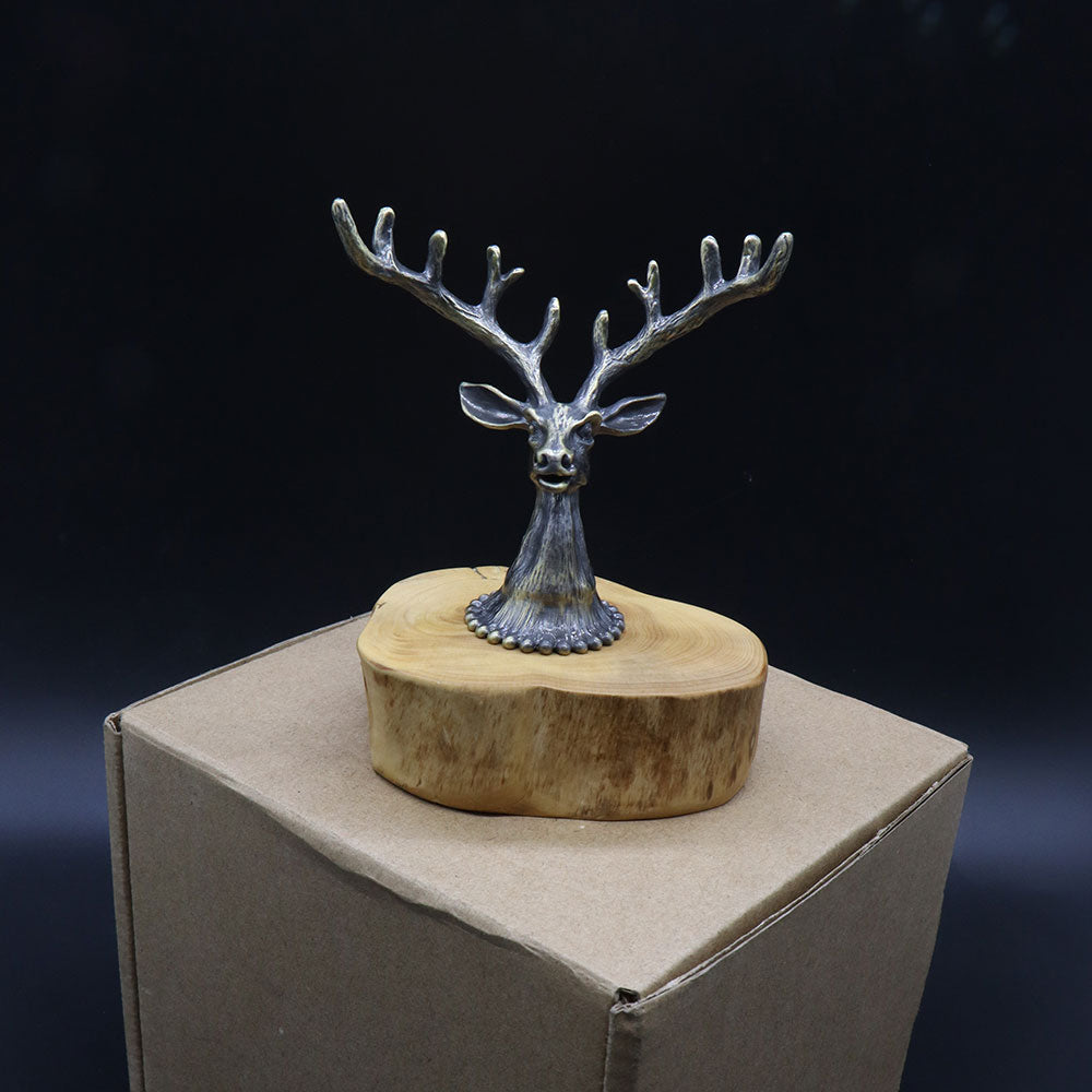 Creative Metal Elk Head Wooden Stand