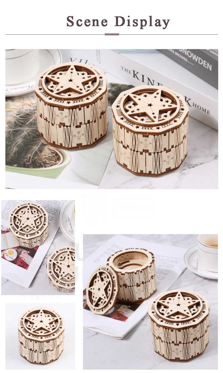Music Box Ring Box Wooden Assembly Model 3D Three Dimensional Puzzle Box Gift Box