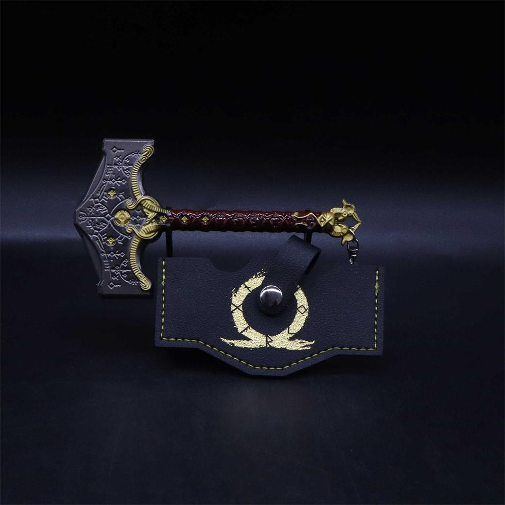 Metal Kratos Weapon Thor Hammer Mjölnir Keychain
