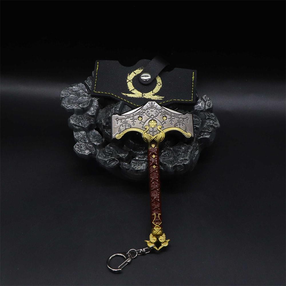 Metal Kratos Weapon Thor Hammer Mjölnir Keychain