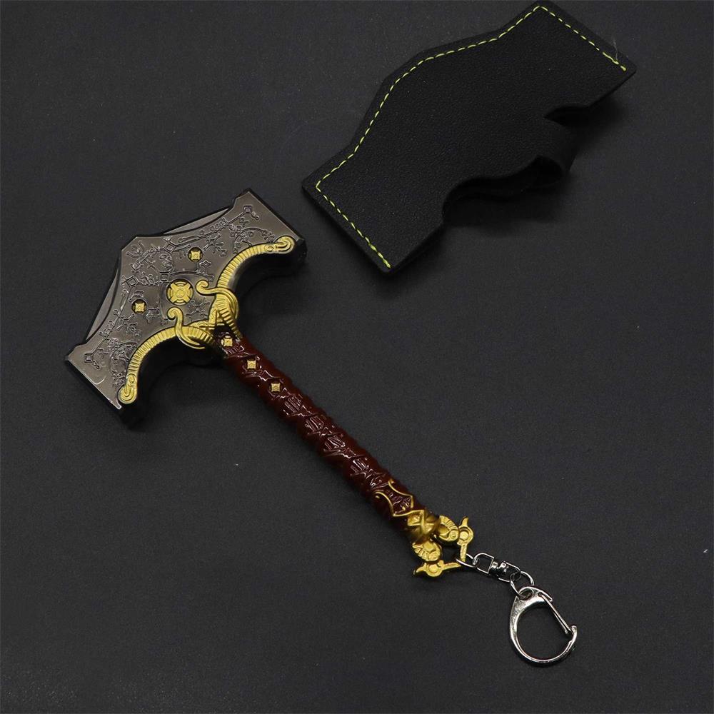 Metal Kratos Weapon Thor Hammer Mjölnir Keychain