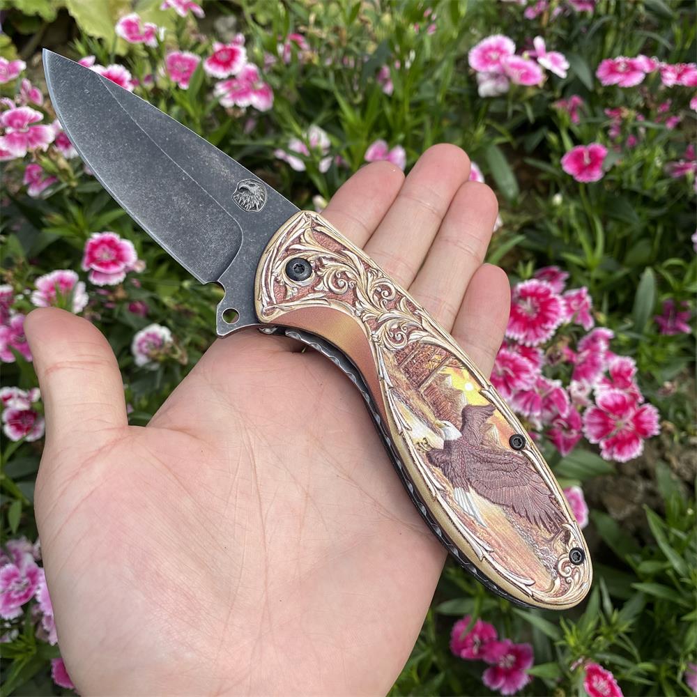 3D Sculpture Eagle Relief Folding Knife