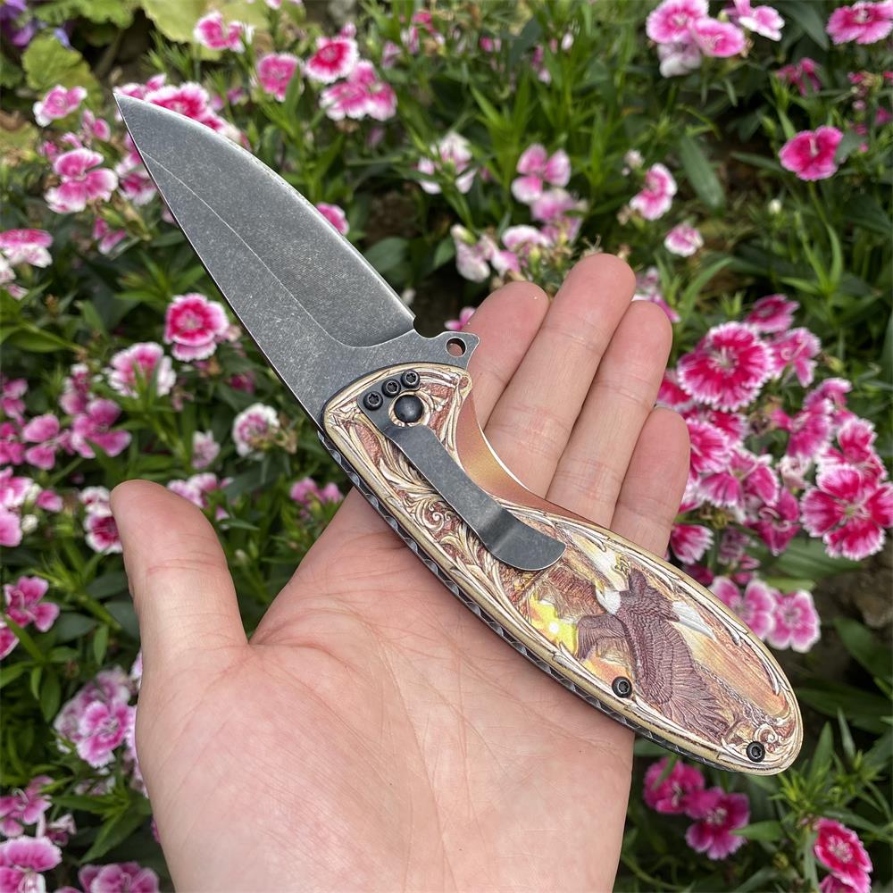 3D Sculpture Eagle Relief Folding Knife