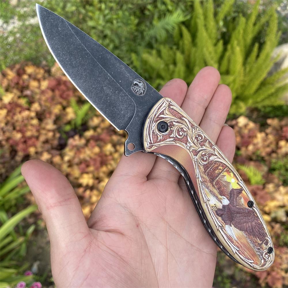 3D Sculpture Eagle Relief Folding Knife
