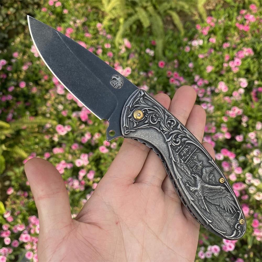 3D Sculpture Eagle Relief Folding Knife