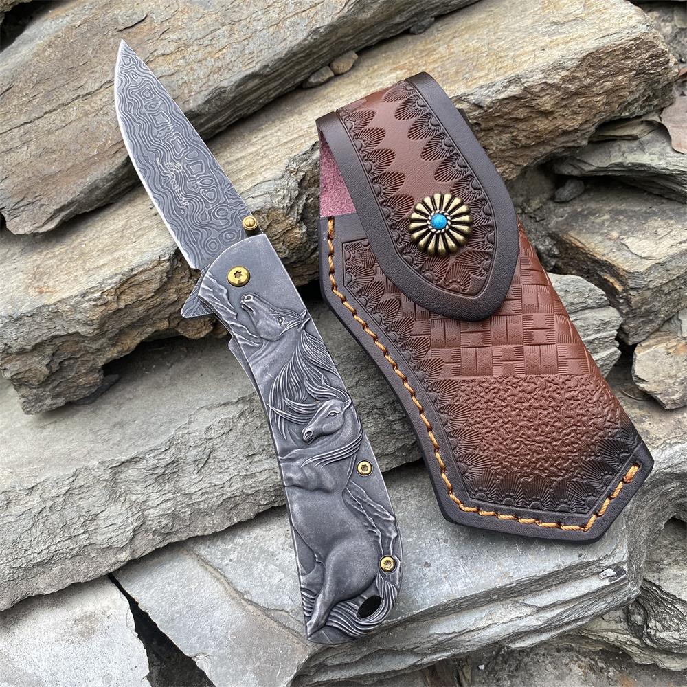 3D Horse Sculpture Folding Knife