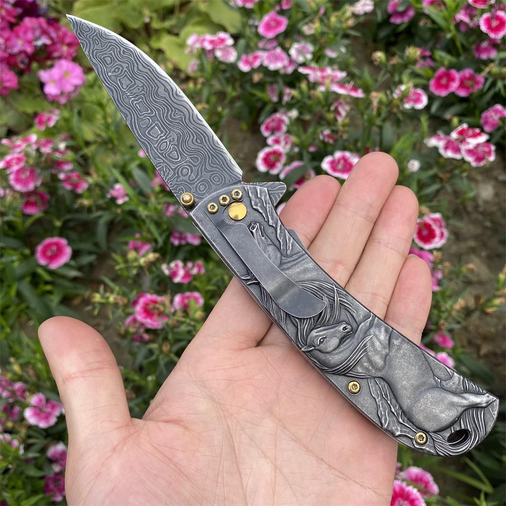 3D Horse Sculpture Folding Knife
