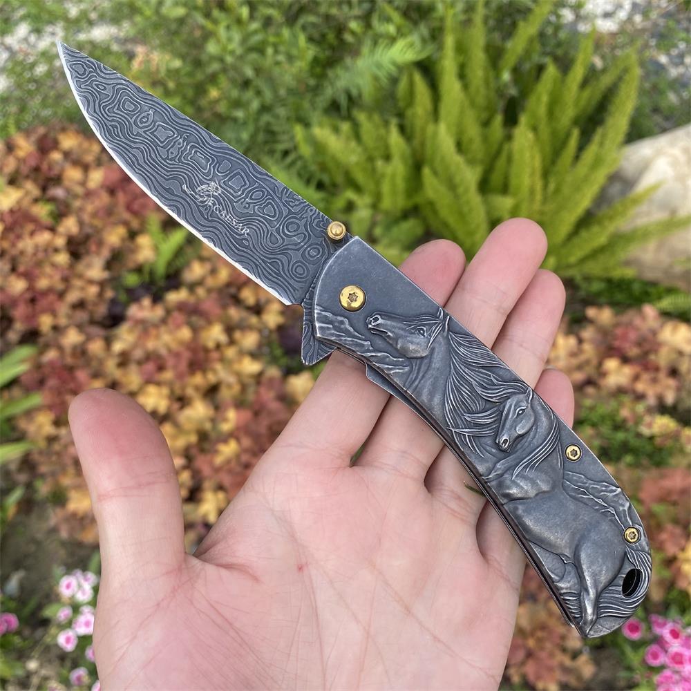 3D Horse Sculpture Folding Knife