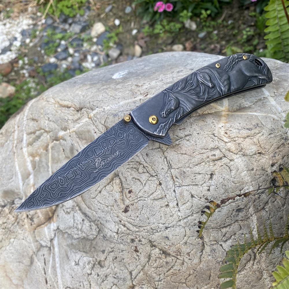 3D Horse Sculpture Folding Knife