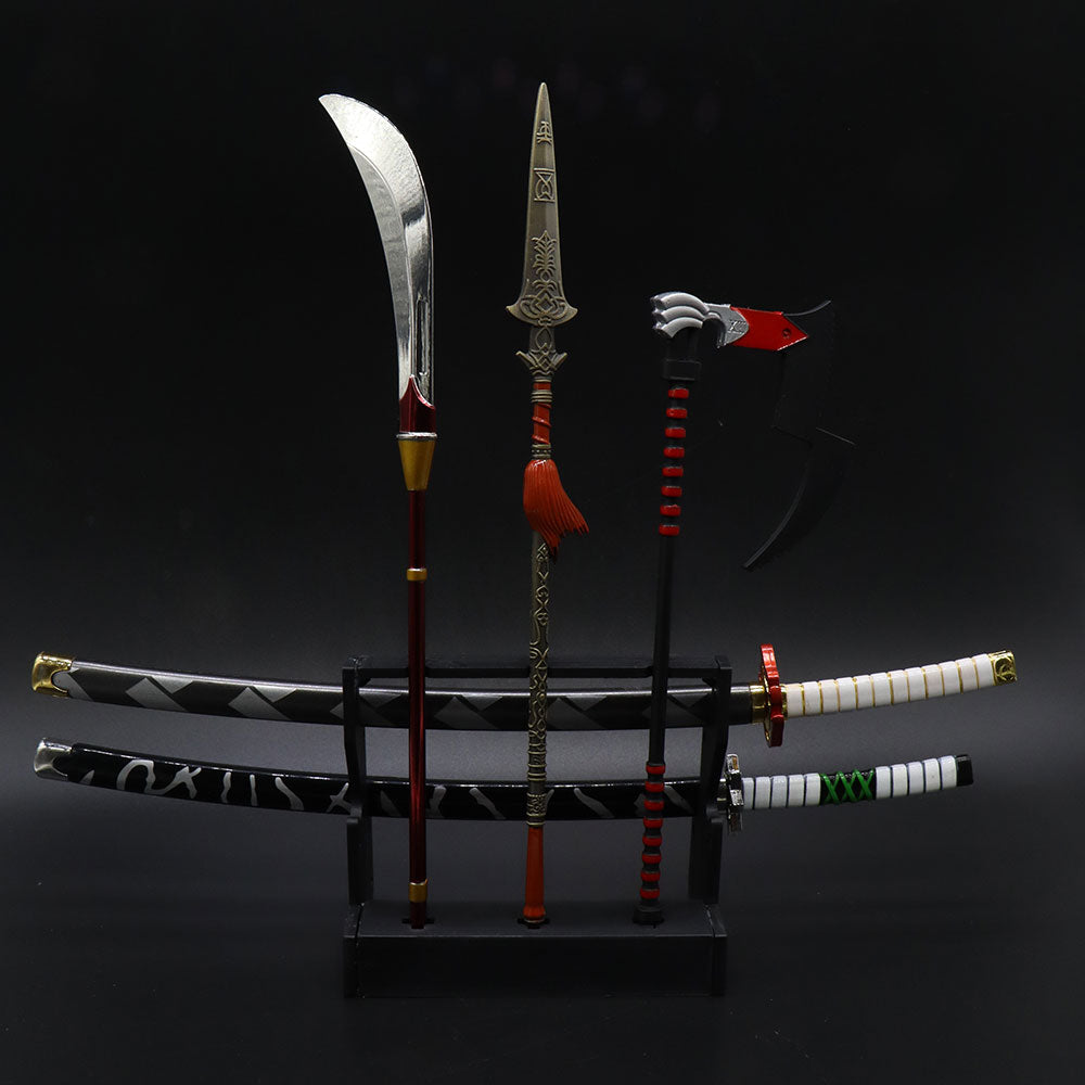 Small-Scale Long Handle Weapon Small Swords/Katanas Composite Display Stand 3 In 1 Pack