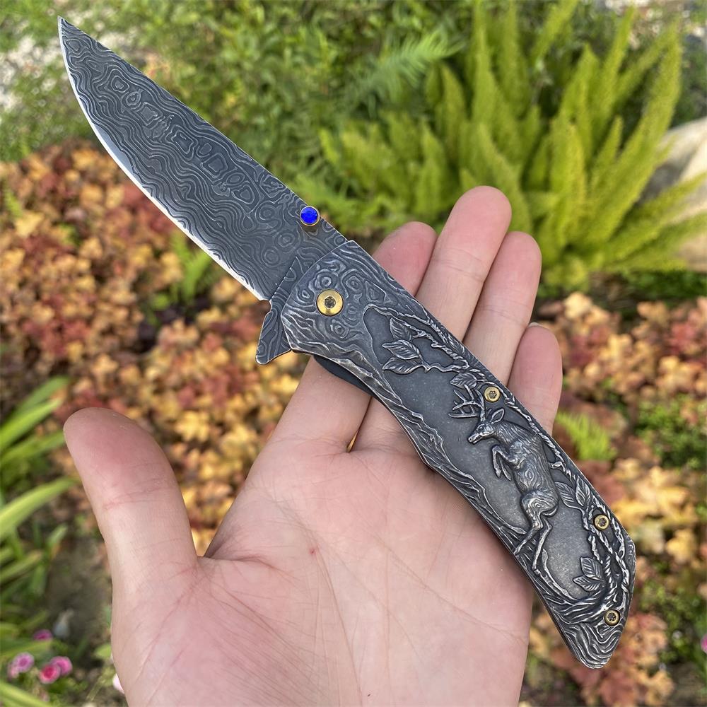 3D Sculpture Reindeer Folding Knife