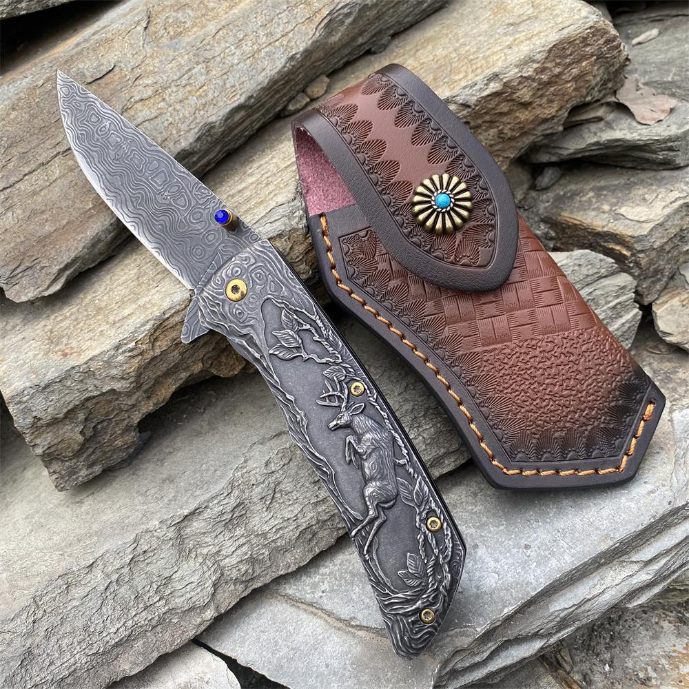 3D Sculpture Reindeer Folding Knife